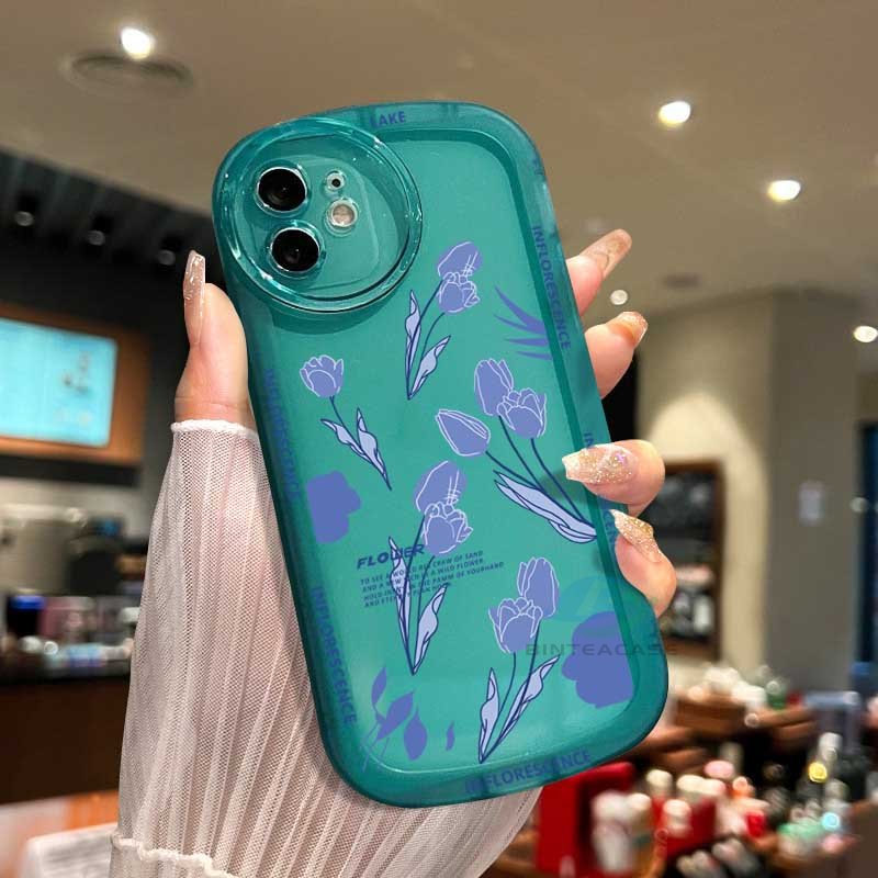 Case Bahan TPU Motif Bunga Biru Anti Jatuh Untuk Samsung A14 M14 A04 A13 A02S A03 A03S A23 A30S A11 A12 A51 A30 A50 A52 A20S A10S M11 M12