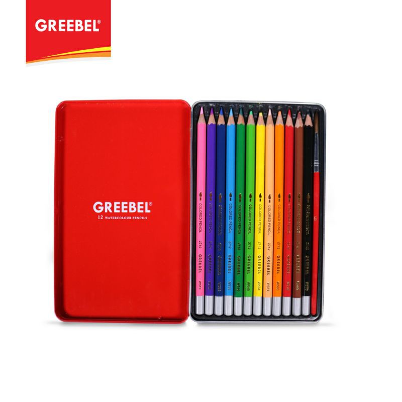 PENSIL WARNA / WARNA CERAH / BAHAN KUAT GREEBEL / GREEBEL 2712 WATER COLOUR PENCIL TIN CASE