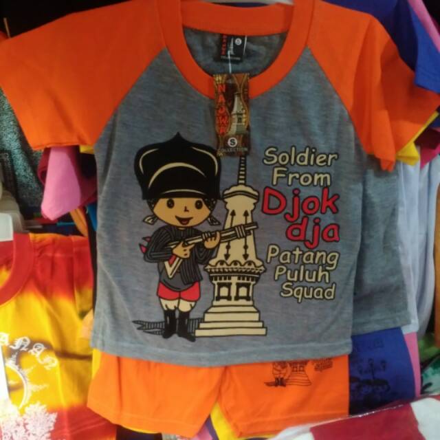 TERMURAH! Setelan Katun Anak Soldier Jogja L-XXL 4-12 tahun- Kaos Unisex Candi Prambanan &amp; Malioboro