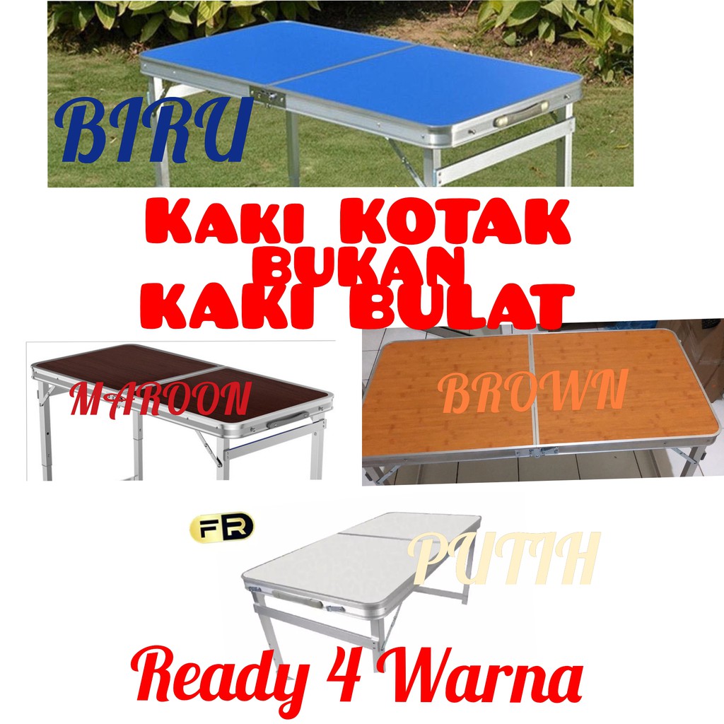 Meja lipat portable + 4 kursi / meja lipat koper HPL / meja lipat serbaguna