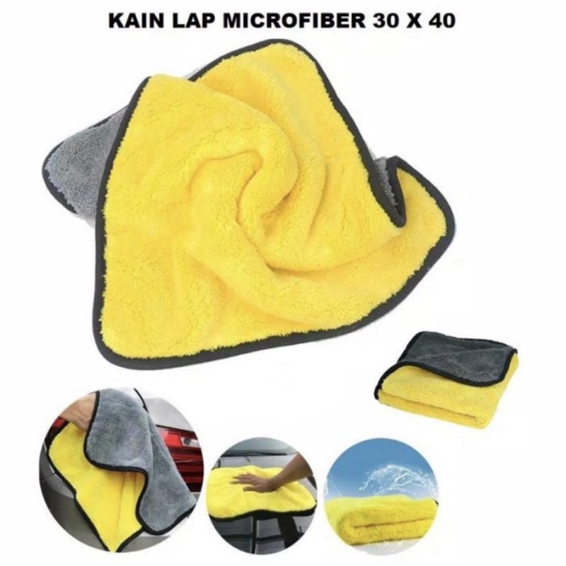 Kain Lap Microfiber 30x40cm - Kain Lap 2 Sisi Halus - Lap Microfiber