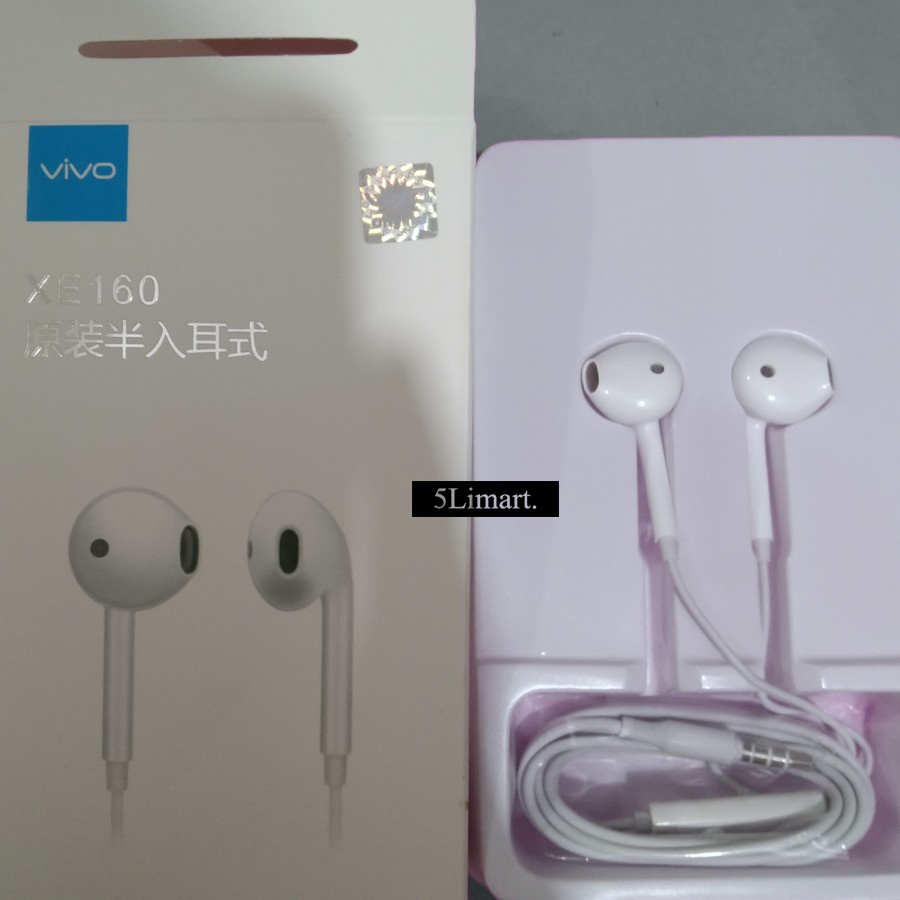 Headset Earphone Handfree VIVO Original 100% - XE160 | Headset VIVO V5 Plus XE160 Earphone Original 