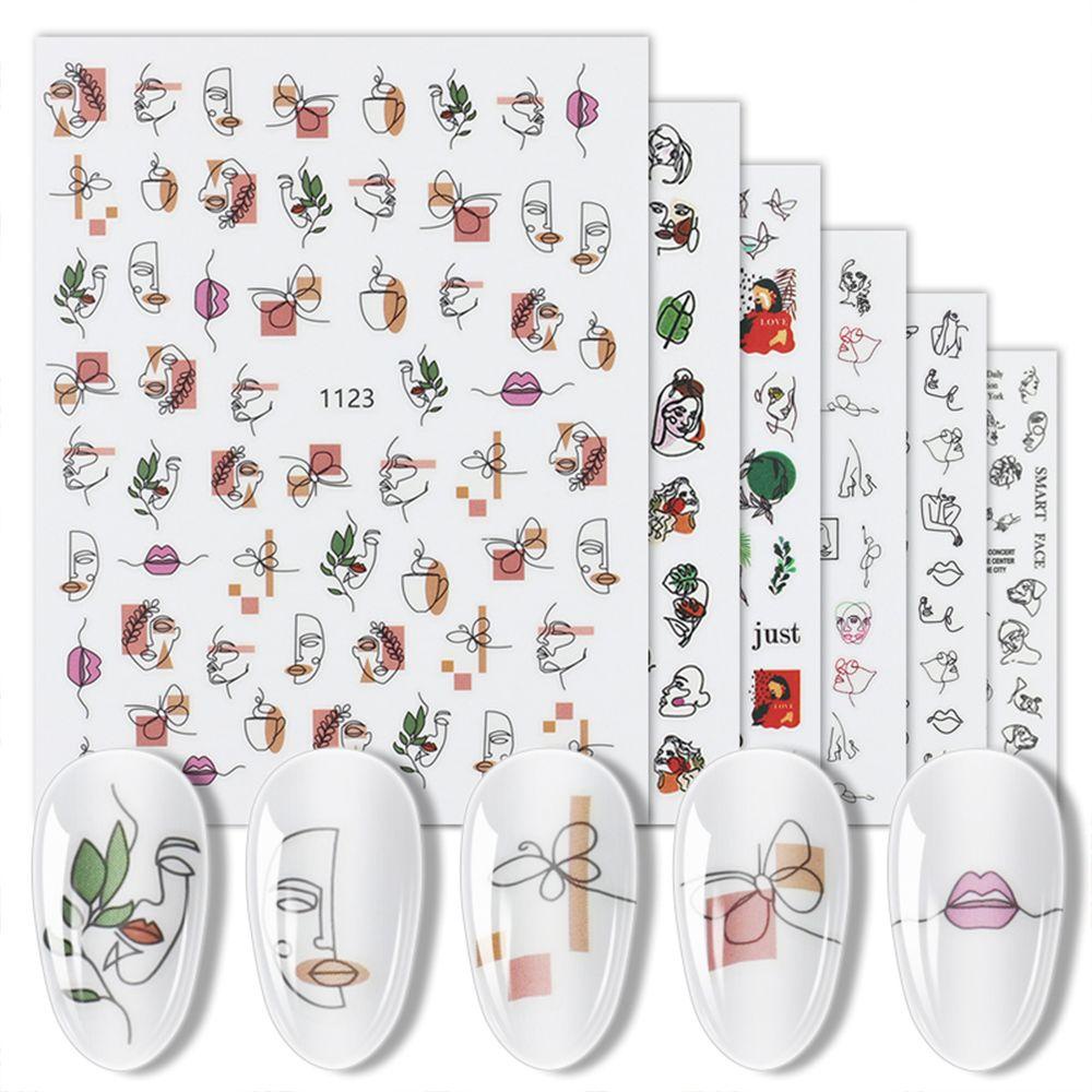 AUGUSTINA Agustina Stiker Kuku Wanita Fashion Salon Kuku Perekat Diri Decal Nail Sliders Manicuring Sticker