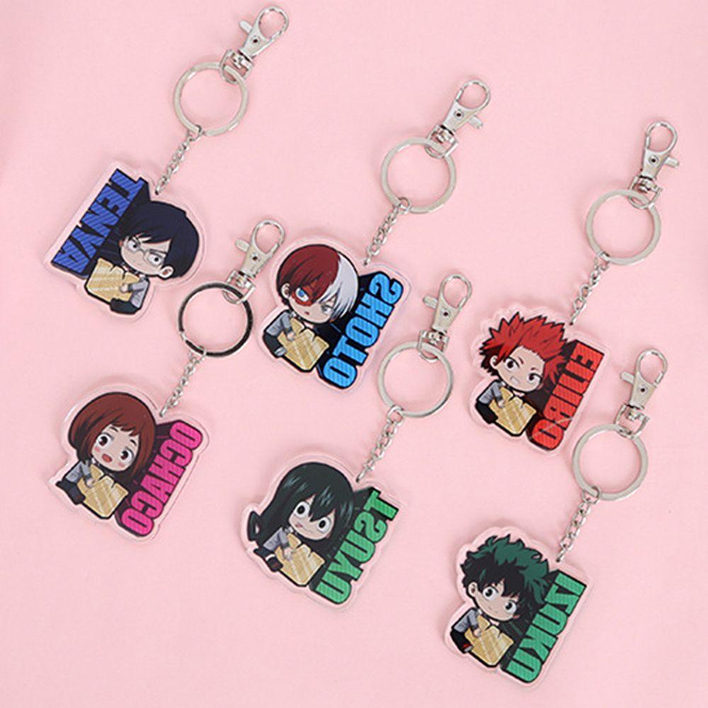 Agustina My Hero Academy Gantungan Kunci Midoriya Izuku Cosplay Dua Sisi Shoto/Izuku Todoroki Shouto Key Rings