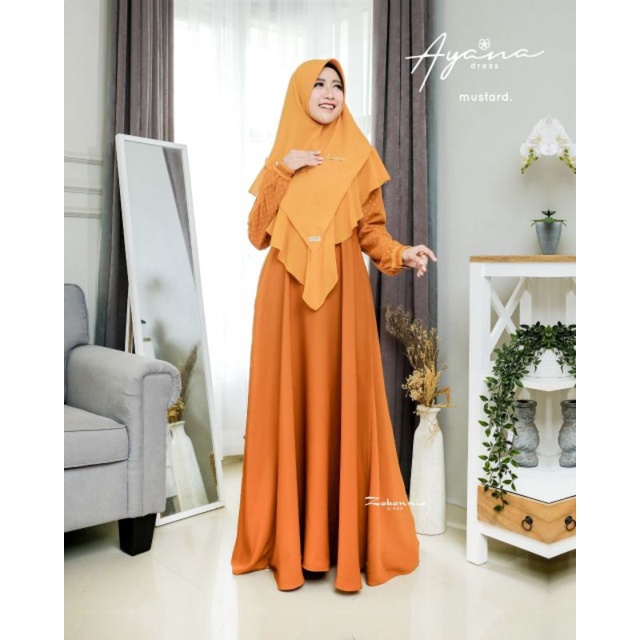 Ayana Dress By Zabannia Mustard Dress Only  Size M LD 95 Panjang 135