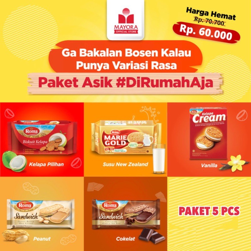 

PAKET ROMA KELAPA MARIE GOLD ROMA KELAPA CREAM ROMA SAMDWICH PEANUT BUTTER DAN COKELAT