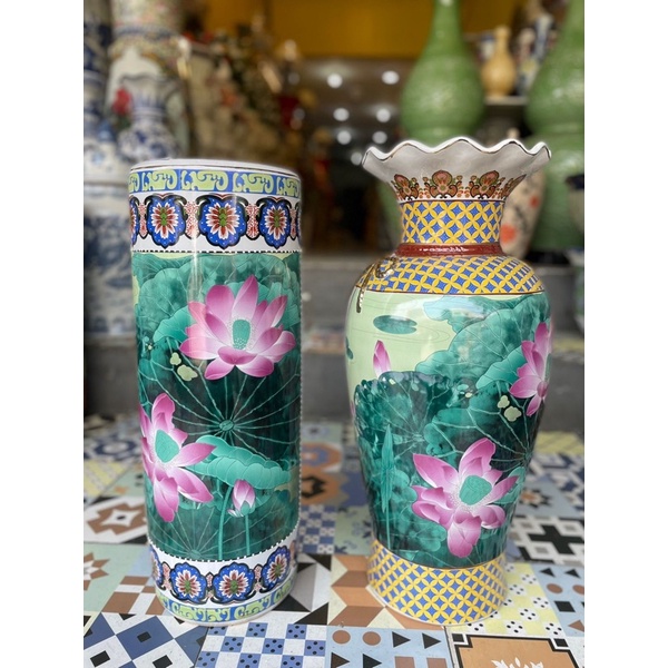 Guci Vas Bunga / Tempat payung keramik china motif lotus tinggi 60 cm