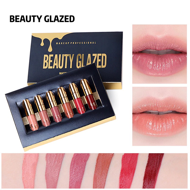 (READY &amp; ORI) Beauty Glazed 6 In 1 Waterproof Liquid Lip Matte Lipstick Mini Set 6 Warna B2 B 2