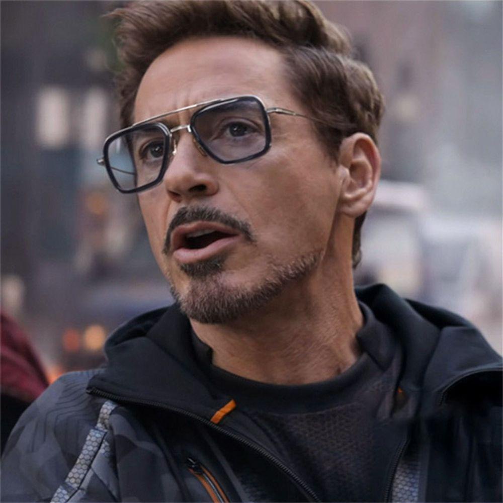 [POPULAR] Vintage Tony Stark Sunglasses Fashion Spider-Man Sun Glasses Iron Man Sun Glasses Luxury Metal Frame Square Eyewear Eyeglasses for Men Women