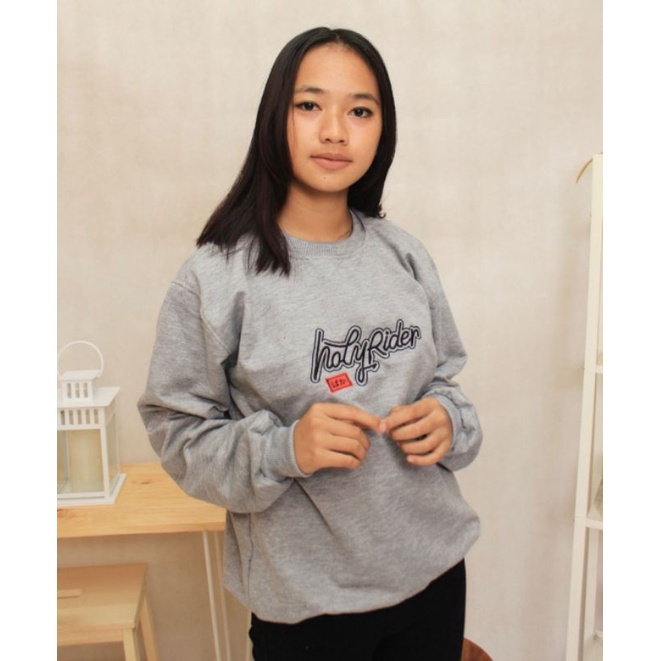 READY SWEATER CREWNECK HOLYRIDER ABU ABU/GREY PRIA WANITA KEREN MURAH