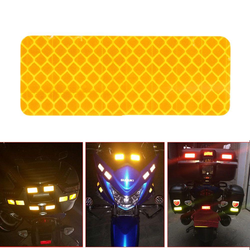 Top 1/4Pcs Strip Reflektif Mobil Stiker Bumper Pintu Kotak/Biru/Orange/Putih/Kuning Baru