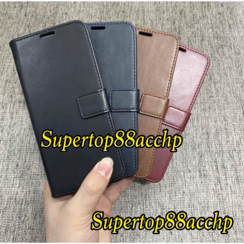 Infinix Note 8 Hot 10 Flip Leather Cover Wallet Kulit Dompet Case