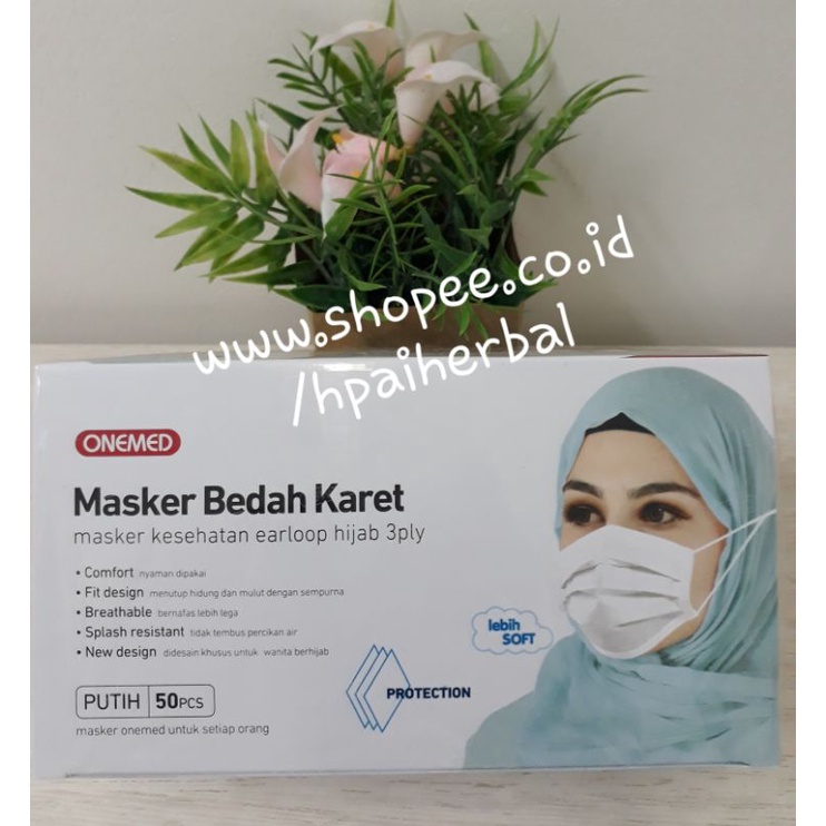 Masker Hijab Medis Onemed Warna Putih / Headlloop Hijab Onemed Warna Putih