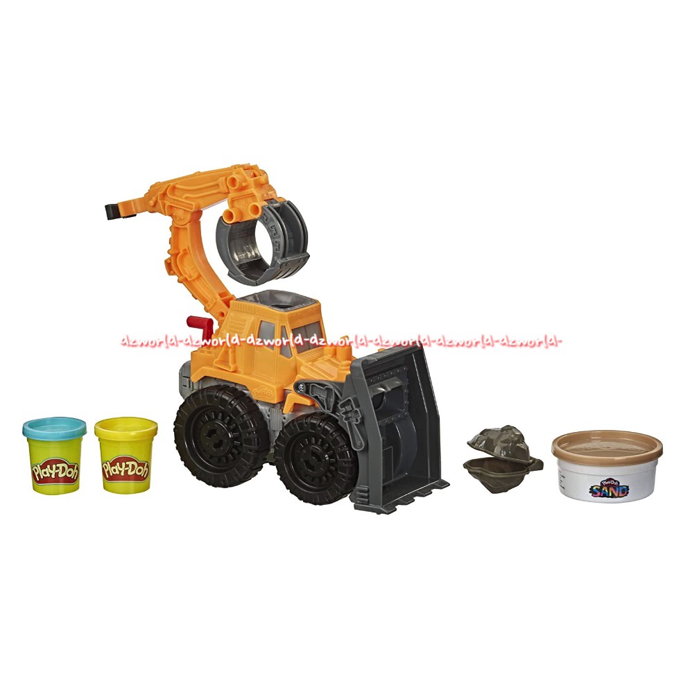 Play-Doh Wheels Front Loader Mainan Lilin Playdoh Mobil Bulldoser Tambang Pasir Mobil Capitan