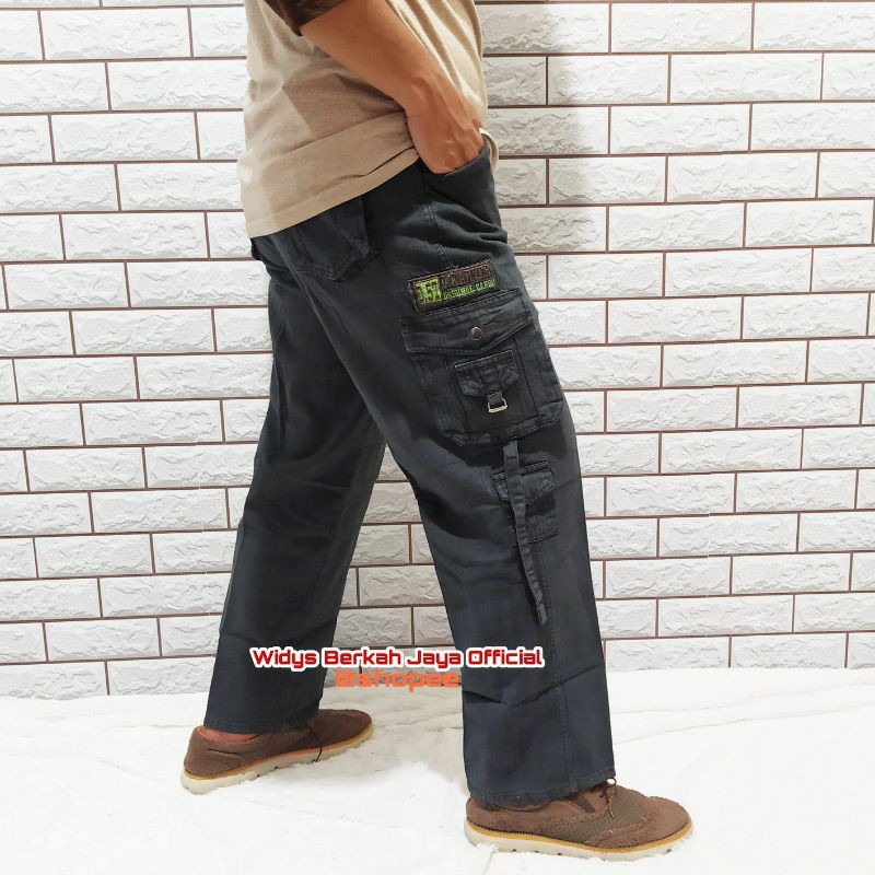 Celana Cargo Panjang Pria Kargo Bahan Levis Cowok Big Size Kempol Model Borju Kombor Jumbo 27-38