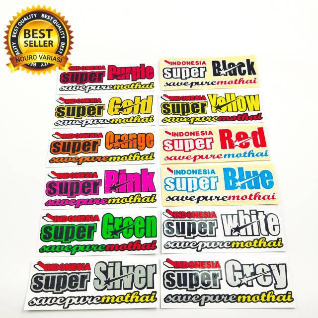 

stiker sticker SUPER SILVER YELLOW GREEN WHITE BLACK RED BLUE PINK GREY ORANGE GOLD PURPLE