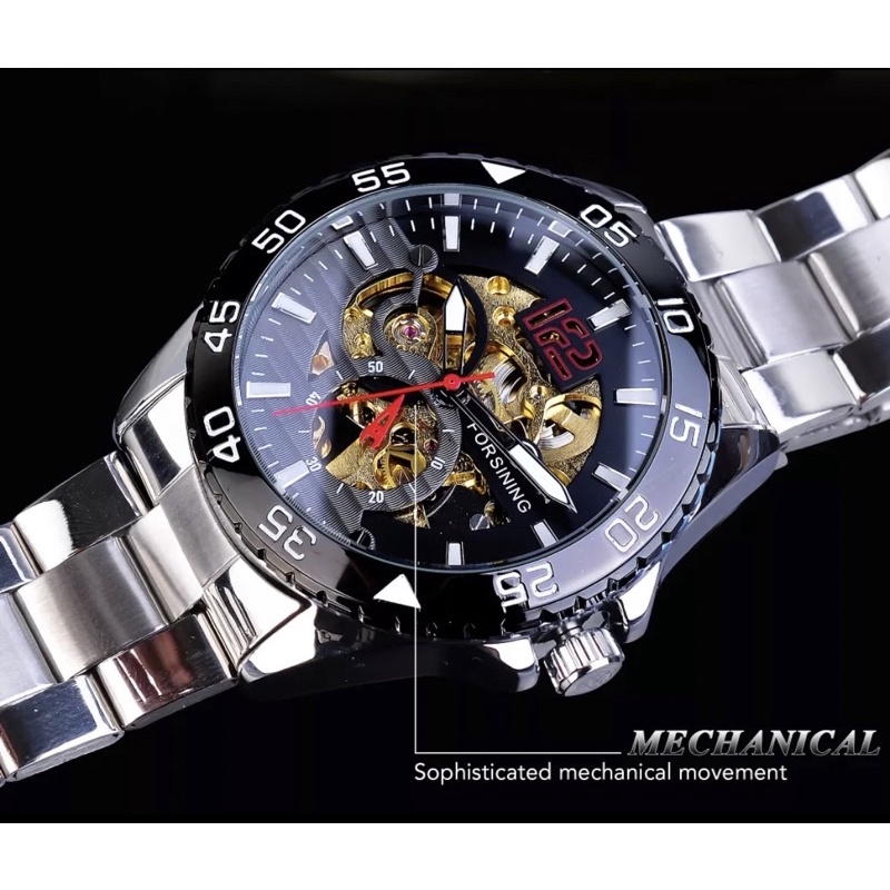 Jam Tangan Forsining Automatic Tali Kulit Mewah Sporty