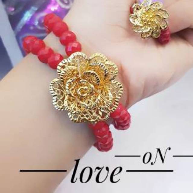 Xuping gelang batu lapis emas 24k