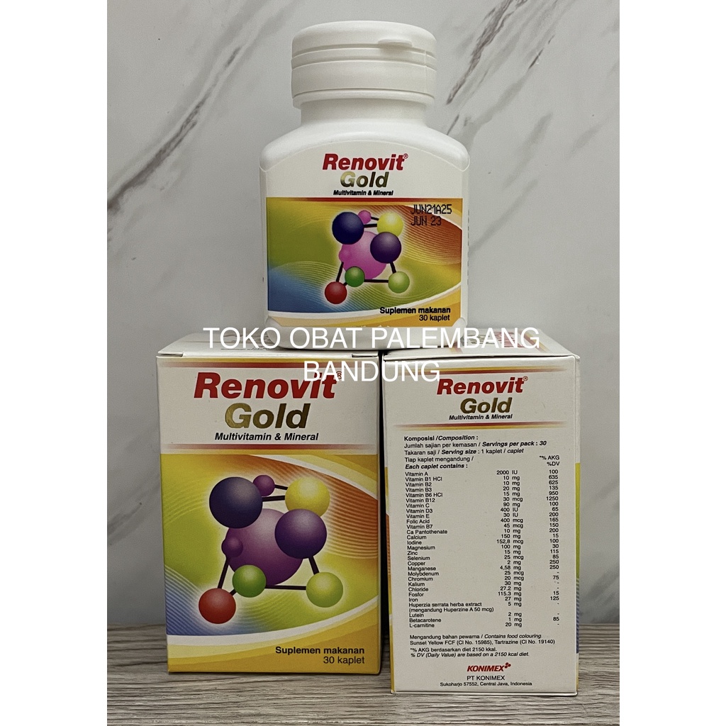 Renovit Gold 30 Kaplet Multivitamin Mineral Fungsi Penglihatan Memori Obesitas Shopee Indonesia