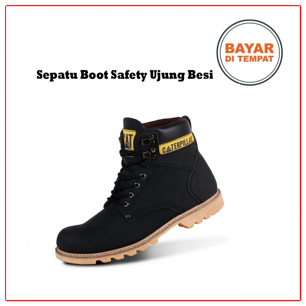 SEPATU SAFETY UJUNG BESI HIKING PROYEK BOOTS KULIT SINTETIS CASUAL FORMAL TOURING KANTOR MURAH