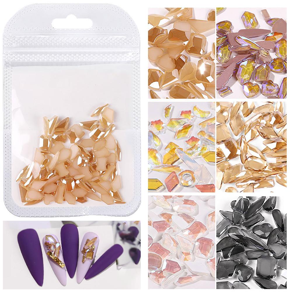 Needway Kuku Berlian Imitasi DIY Shiny Flat Bottom Kristal Berlian Desain Campur Aksesoris Manikur