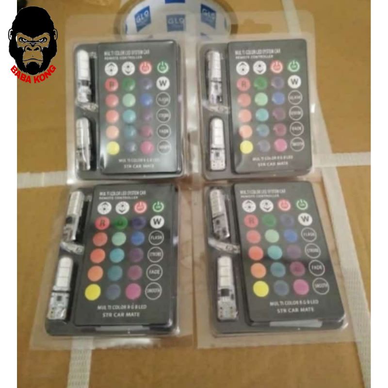 Lampu Led Untuk Mobil/Motor RGB Led Jelly Isi 2pcs + Remote + Baterai