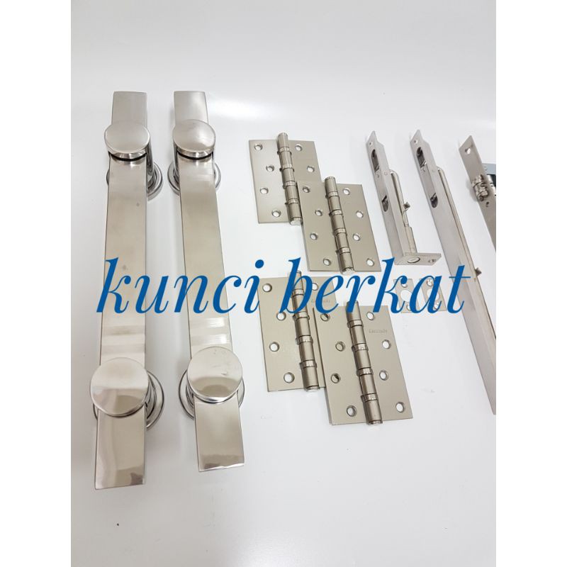 Full Handle Pintu Utama Minimalis Super Komplit/Handel + Kunci Tarik + Engsel + Door Viewer