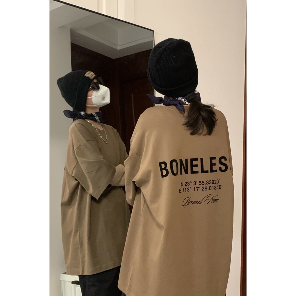 Premium brown new kekinian korean style couple oversize t shirts original (BONELES)