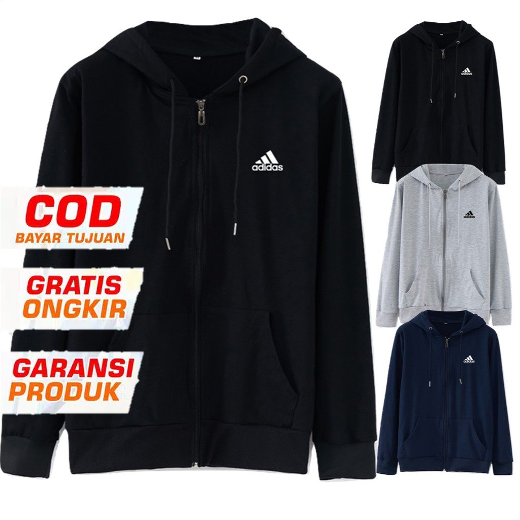 Jaket Pria Adidas Zipper Hoodie Fleece - Jaket Nice Adidas Resleting