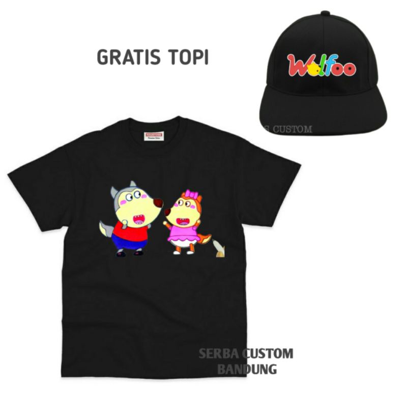 KAOS ANAK WOLFOO FREE TOPI
