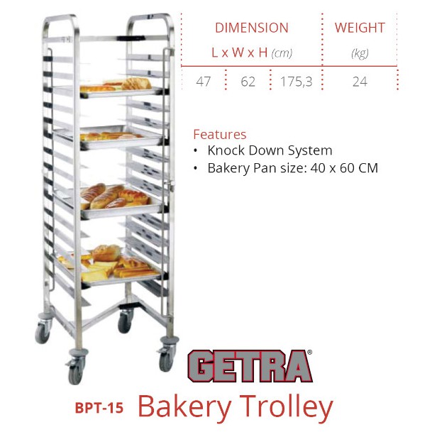 Bakery Trolley GETRA BPT-15 rak untuk roti