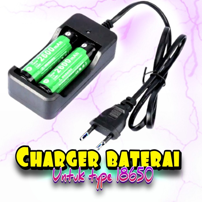 charger battery 18650 2 slot 1A docking cas batre untuk senter led mini