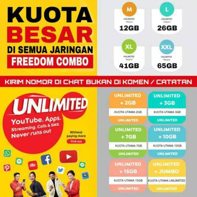PROMO Indosat paket data internet FREEDOM 1GB 2GB 3GB 7GB 10GB 15GB 20GB 30GB 50GB