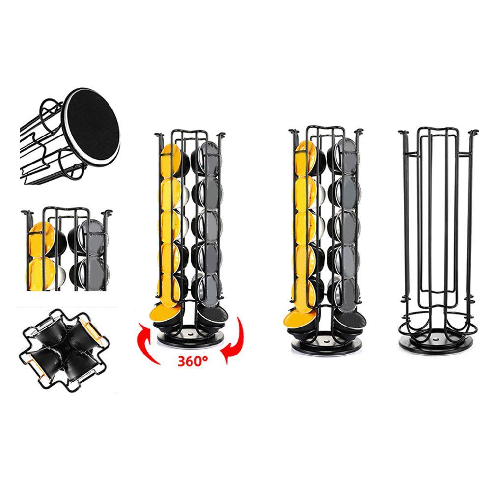 Solighter 24Cups Rotatable Coffee Pod Holder Keranjang Penyimpanan Kapasitas Besar Organizer Cup Holder Metal Espresso Pod Holder