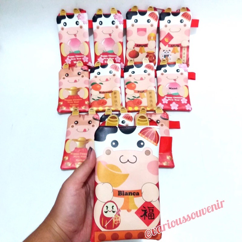 Custom Nama Dompet Angpao Imlek Shio Kelinci Rabbit Bunny Tahun 2023 Panjang Uang Tidak Dilipat Minim 10pcs