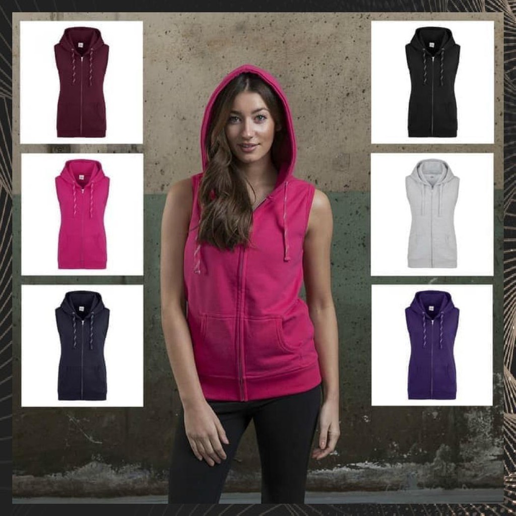 Jaket Sleveless Hoodie Zipper Vest Rompi Kerudung Tanpa Lengan 03.10