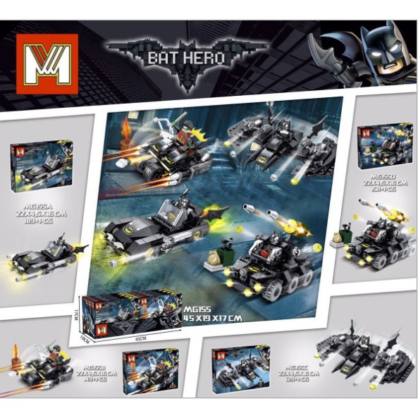Brick Lego MG155 Mobil Pesawat Batman Set 4 in 1