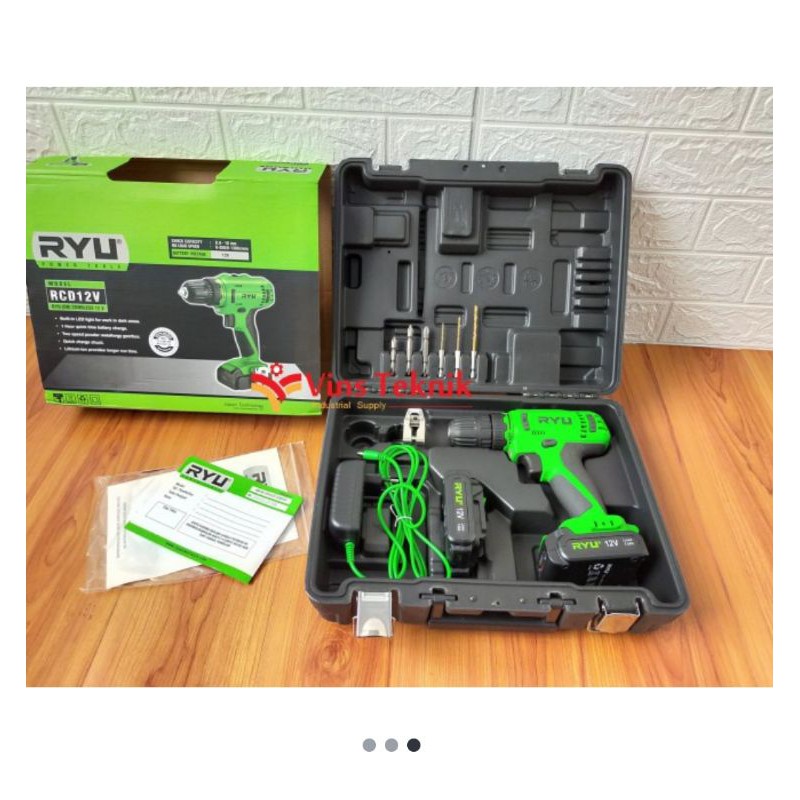 MESIN BOR BATERAI CORDLESS RYU 12 VOLT RCD 12V