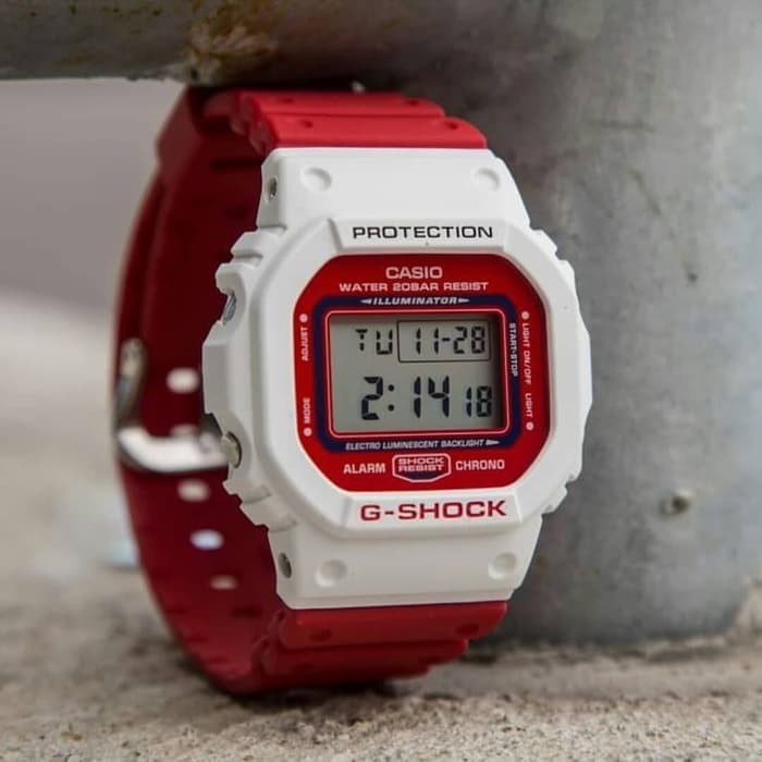 Jam Tangan Pria Casio G-Shock DW-5600 TB Red White Original BM