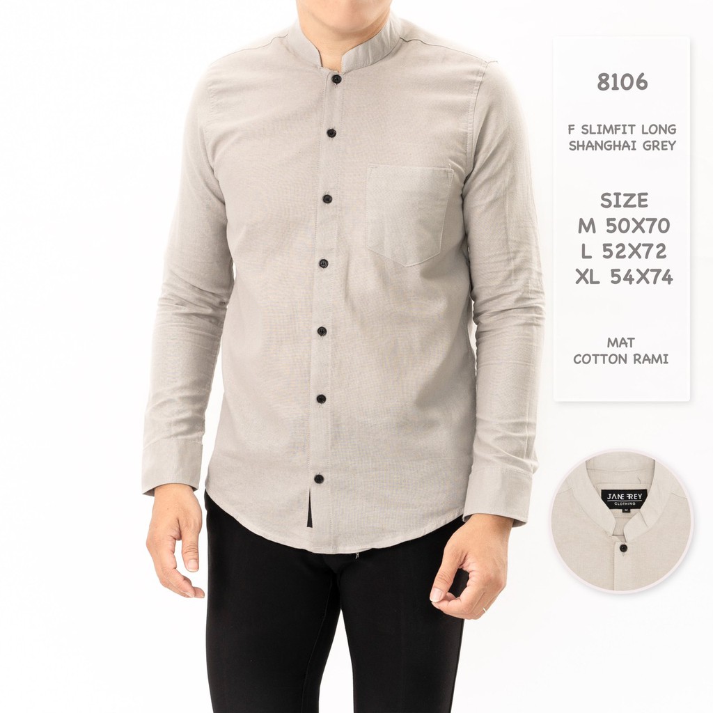 Menfashionhouse Baju Kemeja Koko Pria Lengan Panjang Polos