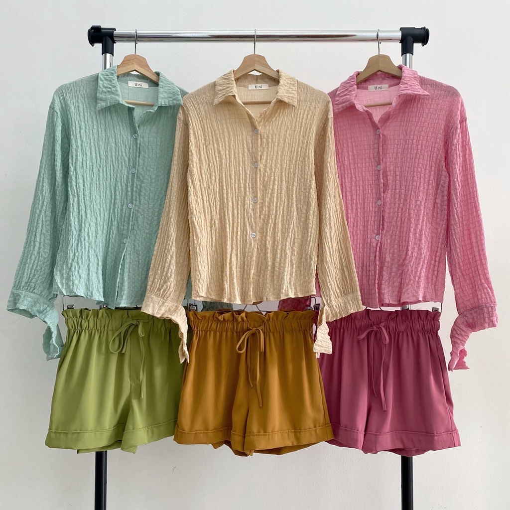 SET6606 Bubble Shirt With Shorts 2pcs Set-8