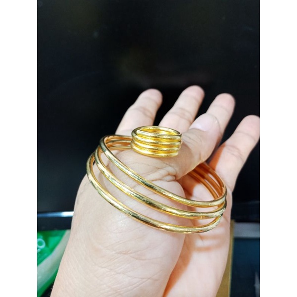 gelang set cincin polos emas penang