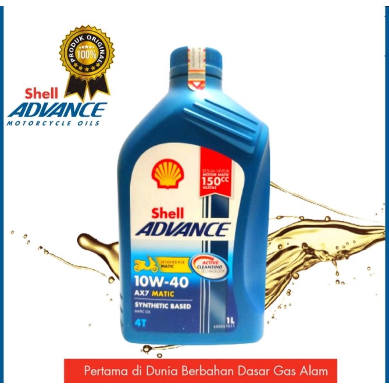 Oil Shell Adance  synthetic based AX7 MATIC 10W40 1L (MATIC OIL) Untuk Motor Matik Original