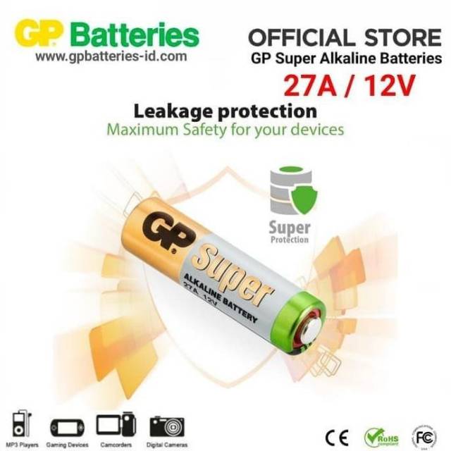 Baterai GP Alkaline 27A ORIGINAL A27 MN27 Alkaline Battery 12 Volt Batrai Batre Remote Mobil Pagar Kamera Sensor dll