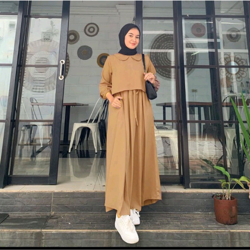 Setelan Wanita Polos Simple - One Set Wanita Lengan Panjang Bawahan Rok  893