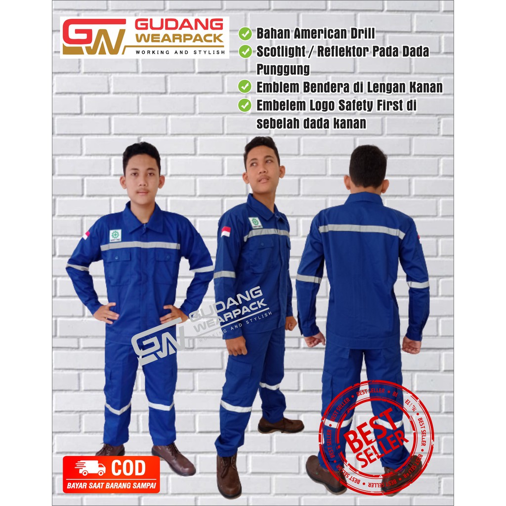 WEARPACK SETELAN Wearpack BENHUR POLOSlengan panjangsleting/SETELAN BAJU KERJA K3 (setelan standar)