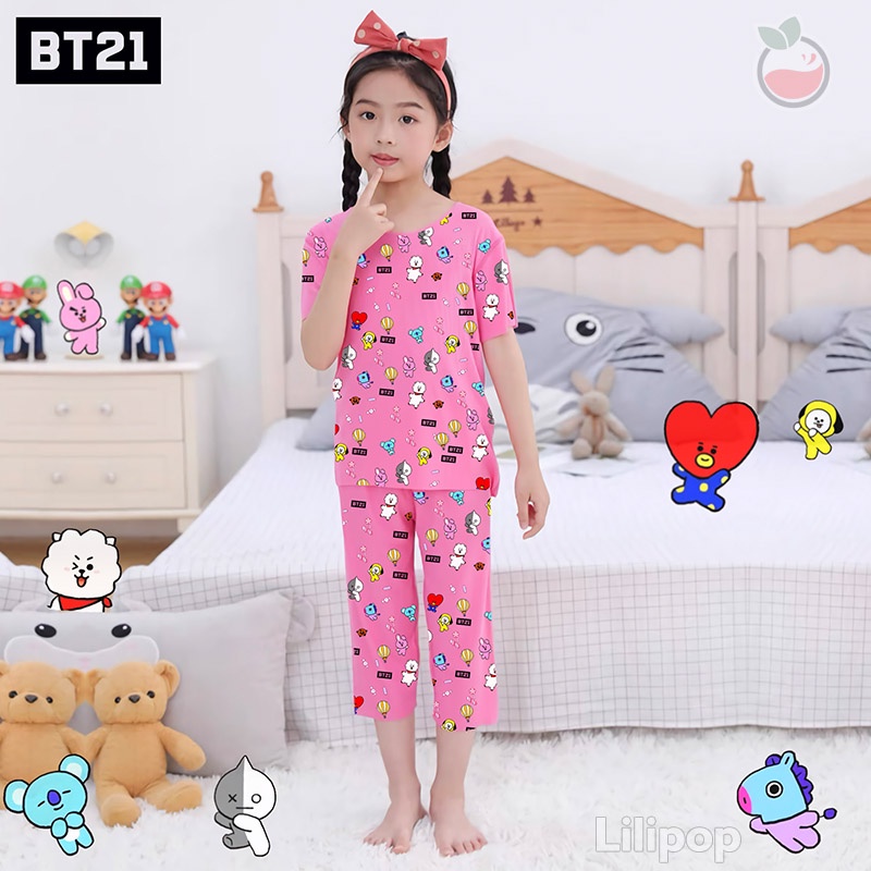 Baju Tidur Anak 3/4 Perempuan dan Laki Usia 1 - 7 Tahun Stelan Celana