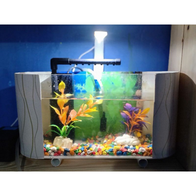 Aquarium mini/aquarium ikan cupang  &ikan kecil lainnya model A fulset (+FILTER+AERATOR)