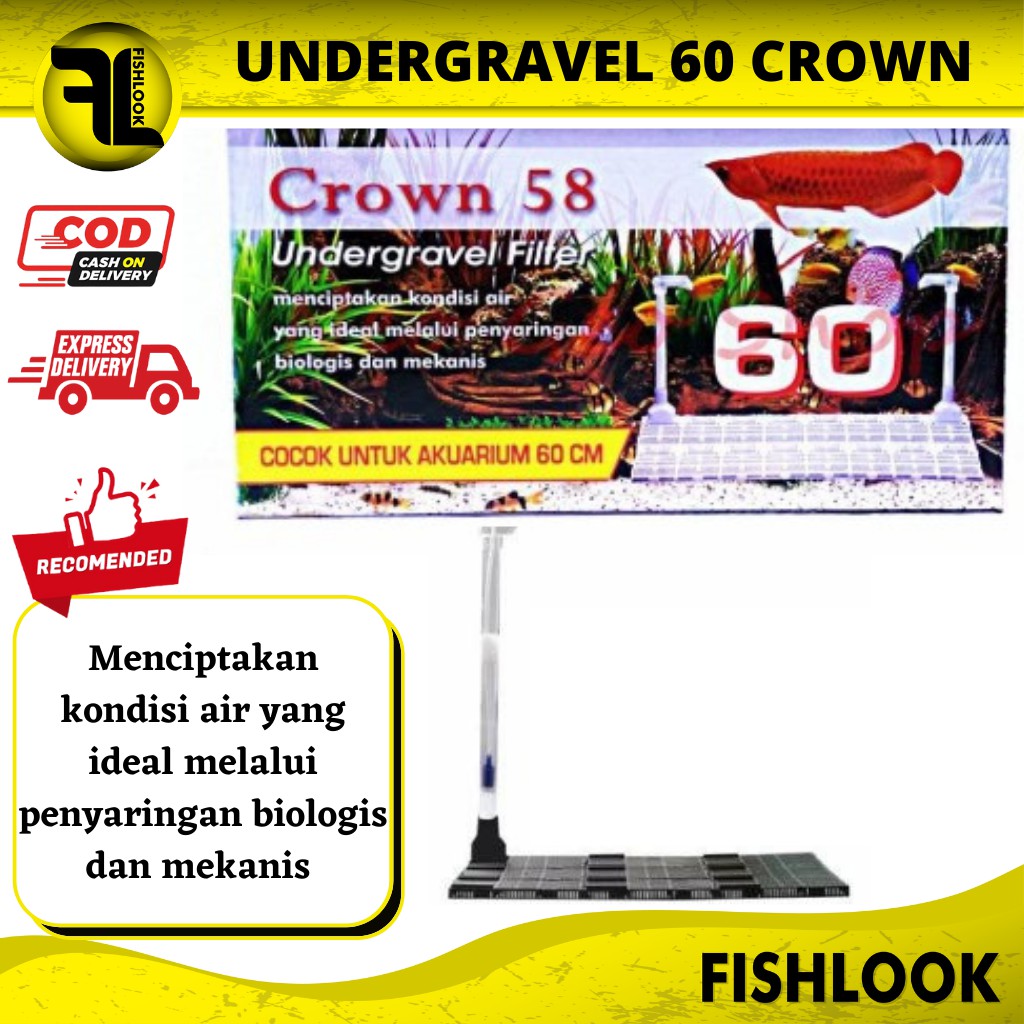 PAKET Undergravel CROWN 58 DAN KAPAS DAKRON UGF Gravel FILTER AQUARIUM Ug 6UGF 60 Aquascape Akuarium