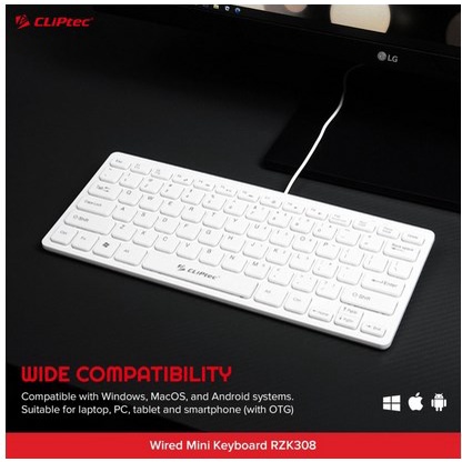 Keyboard Mini macbook laptop pc Multimedia Wired CLIPtec RZK308 RZK 308 RZK-308 original garansi 2 tahun Mulmed